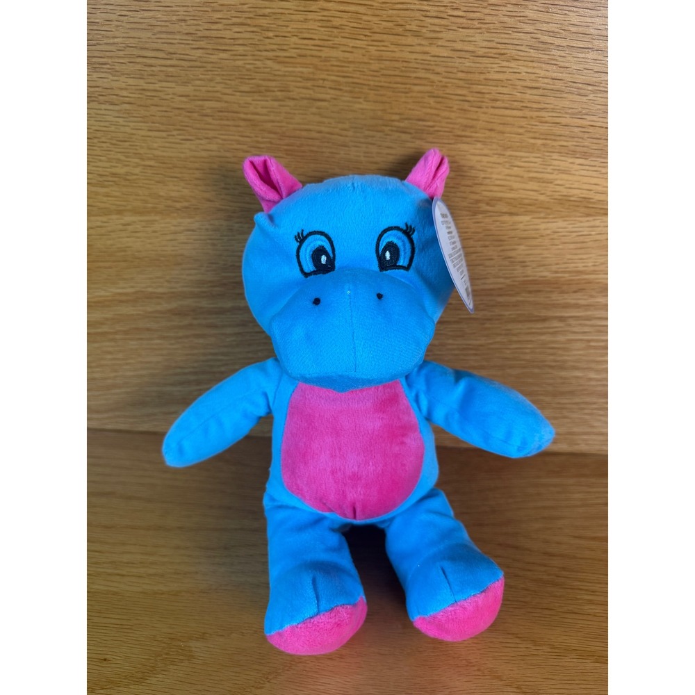 NWT KELLYTOY Hippo Plush Toy Kids Blue Pink 12" SL1706
